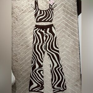 Brown and White Sweater Set